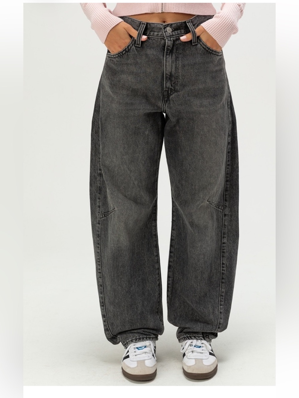 Levi's Black Wash Cinch Barrel High-Rise Jeans